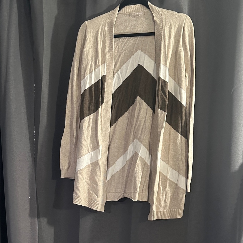 Banana Republic Beige and Brown Chevron Cardigan